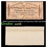 1864 Confederate States of America CSA $30 Note Gr