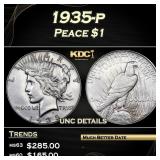 1935-p Peace Dollar $1 Grades unc details