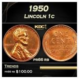 1950 Proof Lincoln Cent 1c Grades pr66 rb