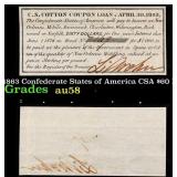 1863 Confederate States of America CSA $60 Note Gr