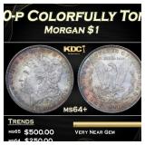 1880-p Morgan Dollar Colorfully Toned $1 Grades ms