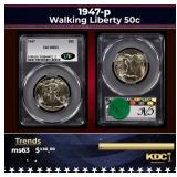 CACG 1947-p Walking Liberty Half Dollar 50c ms63 C
