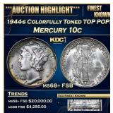 1944-s Mercury Dime Colorfully Toned TOP POP! 10c