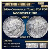 1960-p Roosevelt Dime Colorfully Toned TOP POP! 10