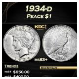 1934-d Peace Dollar $1 ms63+ SEGS