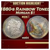 PCGS 1880-s Morgan Dollar Rainbow Toned $1 ms64 PC