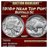 1916-p Buffalo Nickel Near Top Pop! 5c ms67 SEGS