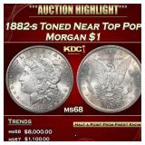 1882-s Morgan Dollar Toned Near Top Pop! $1 ms68 S