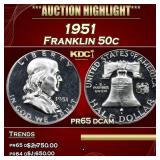 1951 Proof Franklin Half Dollar 50c pr65 dcam SEGS