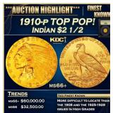 1910-p Gold Indian Quarter Eagle TOP POP! 2.5 ms66
