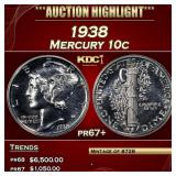 1938 Proof Mercury Dime 10c pr67+ SEGS
