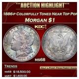 1886-p Morgan Dollar Colorfully Toned Near Top Pop