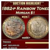 1882-p Morgan Dollar Rainbow Toned $1 ms66+ SEGS