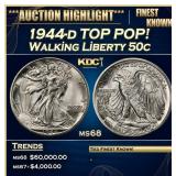 1944-d Walking Liberty Half Dollar TOP POP! 50c ms