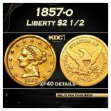 1857-o Gold Liberty Quarter Eagle $2 1/2 xf40 deta
