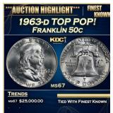 1963-d Franklin Half Dollar TOP POP! 50c ms67 SEGS
