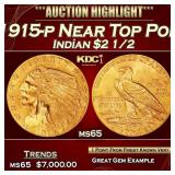 1915-p Gold Indian Quarter Eagle Near Top Pop! $2