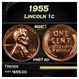 1955 Proof Lincoln Cent 1c Grades pr67 rd