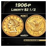 1906-p Gold Liberty Quarter Eagle $2 1/2 Grades ms