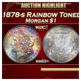 1878-s Morgan Dollar Rainbow Toned $1 ms63+ USCG