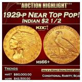 1929-p Gold Indian Quarter Eagle Near Top Pop! 2.5