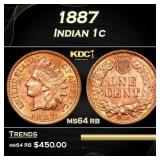 1887 Indian Cent 1c Grades ms64 rb