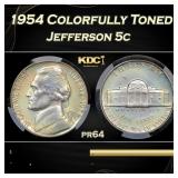 CACG 1954 Proof Jefferson Nickel Colorfully Toned