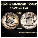 PCGS 1954 Proof Franklin Half Dollar Rainbow Toned
