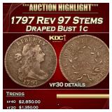 1797 Rev 97 Stems Draped Bust Large Cent 1c vf30 d