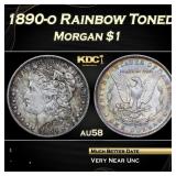 1890-o Morgan Dollar Rainbow Toned $1 Grades au58