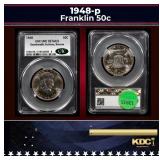 CACG 1948-p Franklin Half Dollar 50c unc details C