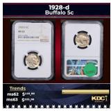 NGC 1928-d Buffalo Nickel 5c ms62 NGC