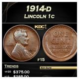 1914-d Lincoln Cent 1c Grades f15