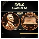 1962 Proof Lincoln Cent 1c Grades pr67 rd dcam