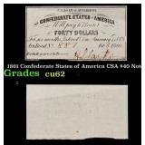 1861 Confederate States of America CSA $40 Note Gr