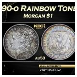 1890-o Morgan Dollar Rainbow Toned $1 Grades au58