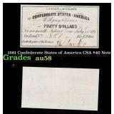 1861 Confederate States of America CSA $40 Note Gr
