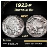 1923-p Buffalo Nickel 5c Grades ms65