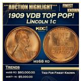 1909 VDB Lincoln Cent TOP POP! 1c ms68 rd SEGS