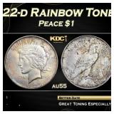 1922-d Peace Dollar Rainbow Toned $1 Grades au55