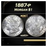 1887-p Morgan Dollar $1 Grades ms63+