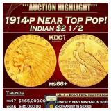 1914-p Gold Indian Quarter Eagle Near Top Pop! 2.5