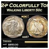 1942-p Walking Liberty Half Dollar Colorfully Tone