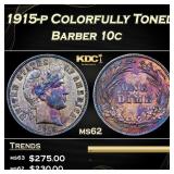 1915-p Barber Dime Colorfully Toned 10c Grades ms6
