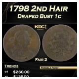 PCGS 1798 2nd Hair Draped Bust Large Cent 1c Fair