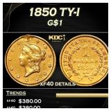 1850 Gold Dollar TY-I $1 xf40 details SEGS