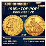 1915-p Gold Indian Quarter Eagle TOP POP! 2.5 ms66