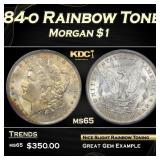 1884-o Morgan Dollar Rainbow Toned $1 ms65 ICG