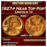 1927-p Lincoln Cent Near Top Pop! 1c ms67+ rd SEGS