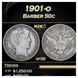1901-o Barber Half Dollars 50c Grades vf35